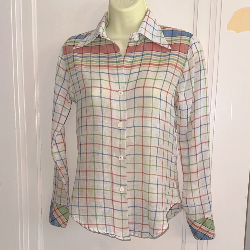 Vintage 70s Langtry Ltd Plaid Long‎ Sleeve Cotton/Polyester Shirt